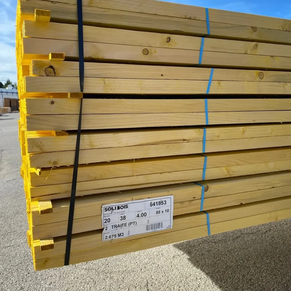 Lot de 10 liteaux 20 x 38 mm - traité classe 2